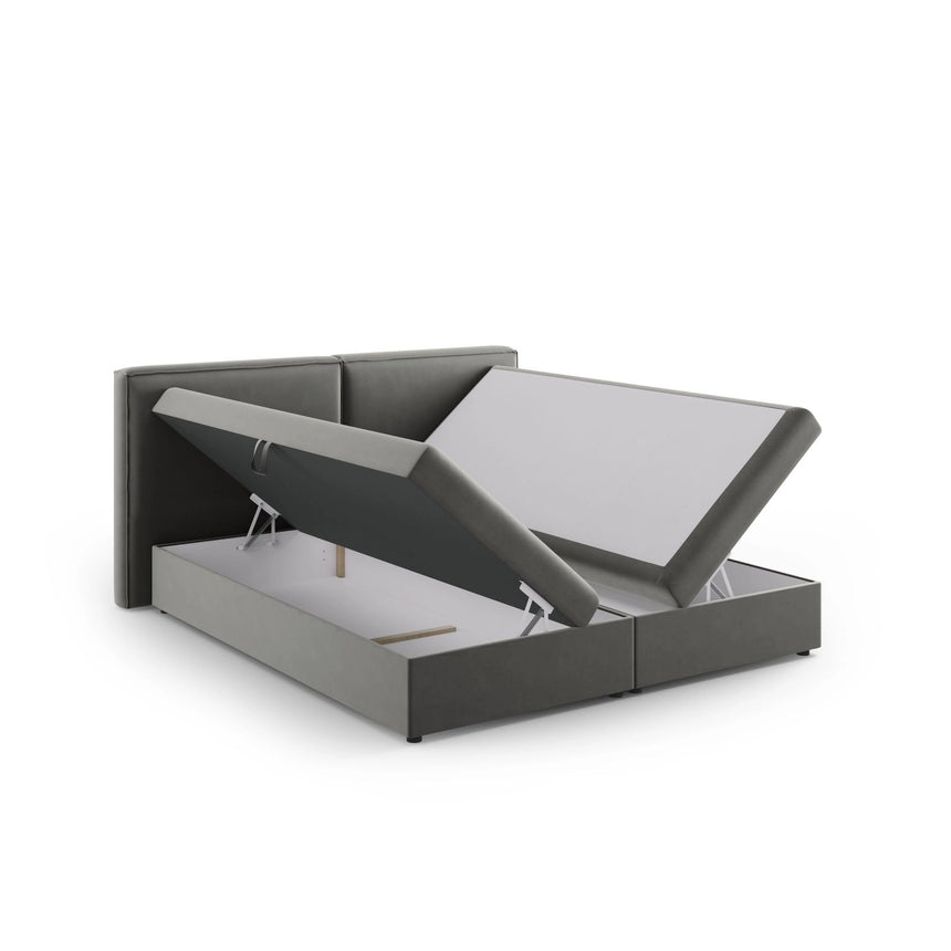 Arendal Boxspringbett mit Kopfteil und Stauraum aus Samt in Hellgrau (Bluvel 13), 140x200 cm von Cosmopolitan Design – Bild 5