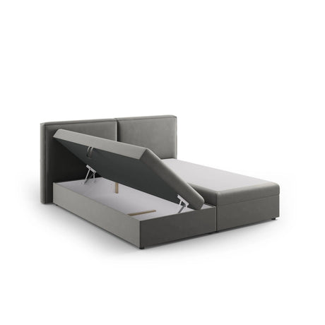 Arendal Boxspringbett mit Kopfteil und Stauraum aus Samt in Hellgrau (Bluvel 13), 160x200 cm von Cosmopolitan Design – Bild 4