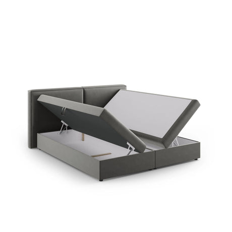 Arendal Boxspringbett mit Kopfteil und Stauraum aus Samt in Hellgrau (Bluvel 13), 160x200 cm von Cosmopolitan Design – Bild 5