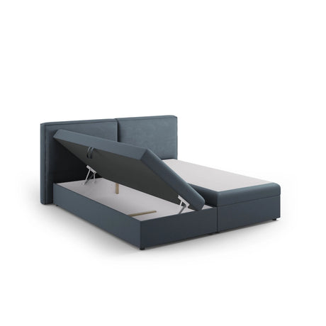 Arendal Boxspringbett mit Kopfteil und Stauraum aus Strukturierter Stoff in Blau (Megan 361), 160x200 cm von Cosmopolitan Design – Bild 4
