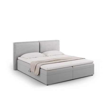 Arendal Boxspringbett mit Kopfteil und Stauraum aus Strukturierter Stoff in Hellgrau (Megan 363), 140x200 cm von Cosmopolitan Design – Bild 1