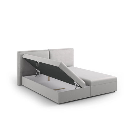 Arendal Boxspringbett mit Kopfteil und Stauraum aus Strukturierter Stoff in Hellgrau (Megan 363), 140x200 cm von Cosmopolitan Design – Bild 4