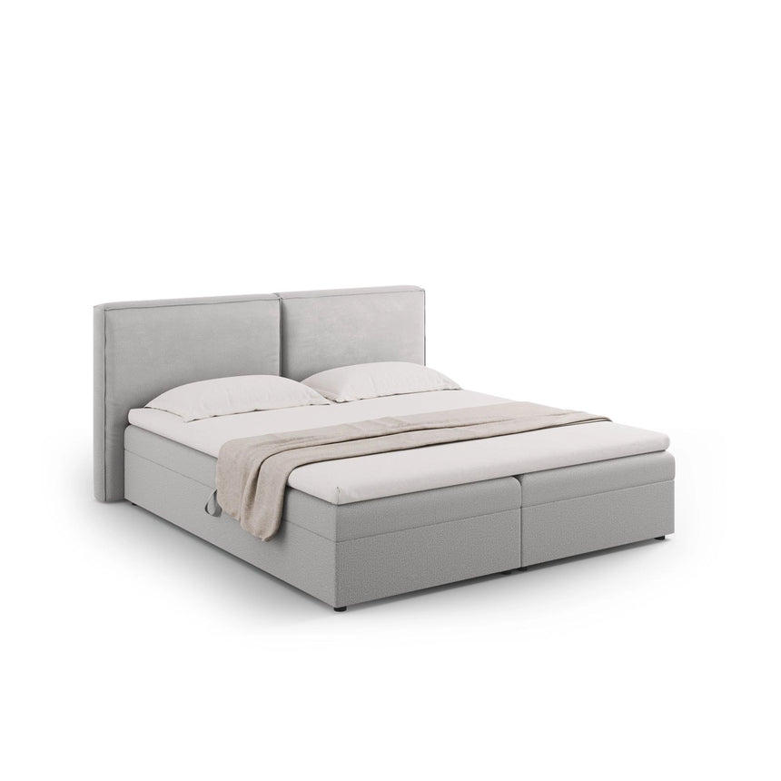 Arendal Boxspringbett mit Kopfteil und Stauraum aus Strukturierter Stoff in Hellgrau (Megan 363), 180x200 cm von Cosmopolitan Design – Bild 1