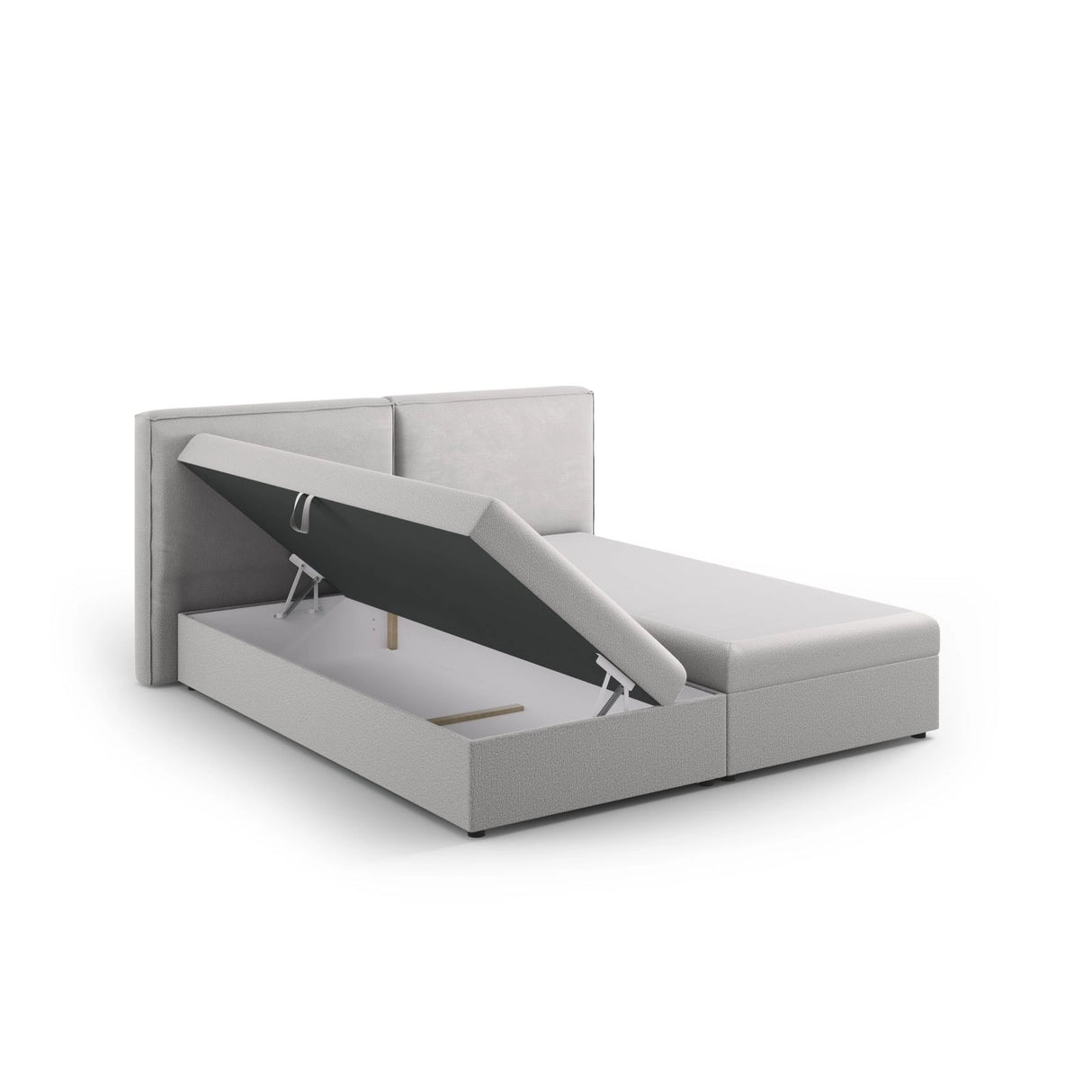 Arendal Boxspringbett mit Kopfteil und Stauraum aus Strukturierter Stoff in Hellgrau (Megan 363), 180x200 cm von Cosmopolitan Design – Bild 4