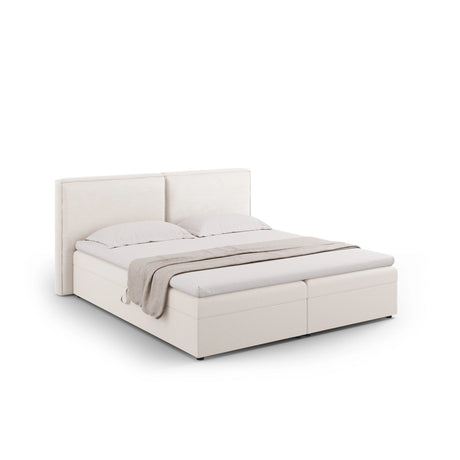 Arendal Boxspringbett mit Kopfteil und Stauraum aus Strukturierter Stoff in Leichtes Beige (Megan 351), 140x200 cm von Cosmopolitan Design – Bild 1