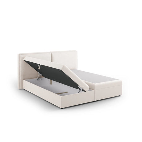Arendal Boxspringbett mit Kopfteil und Stauraum aus Strukturierter Stoff in Leichtes Beige (Megan 351), 160x200 cm von Cosmopolitan Design – Bild 4