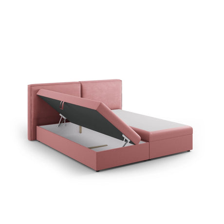 Arendal Boxspringbett mit Kopfteil und Stauraum aus Strukturierter Stoff in Rosa (Megan 355), 180x200 cm von Cosmopolitan Design – Bild 4