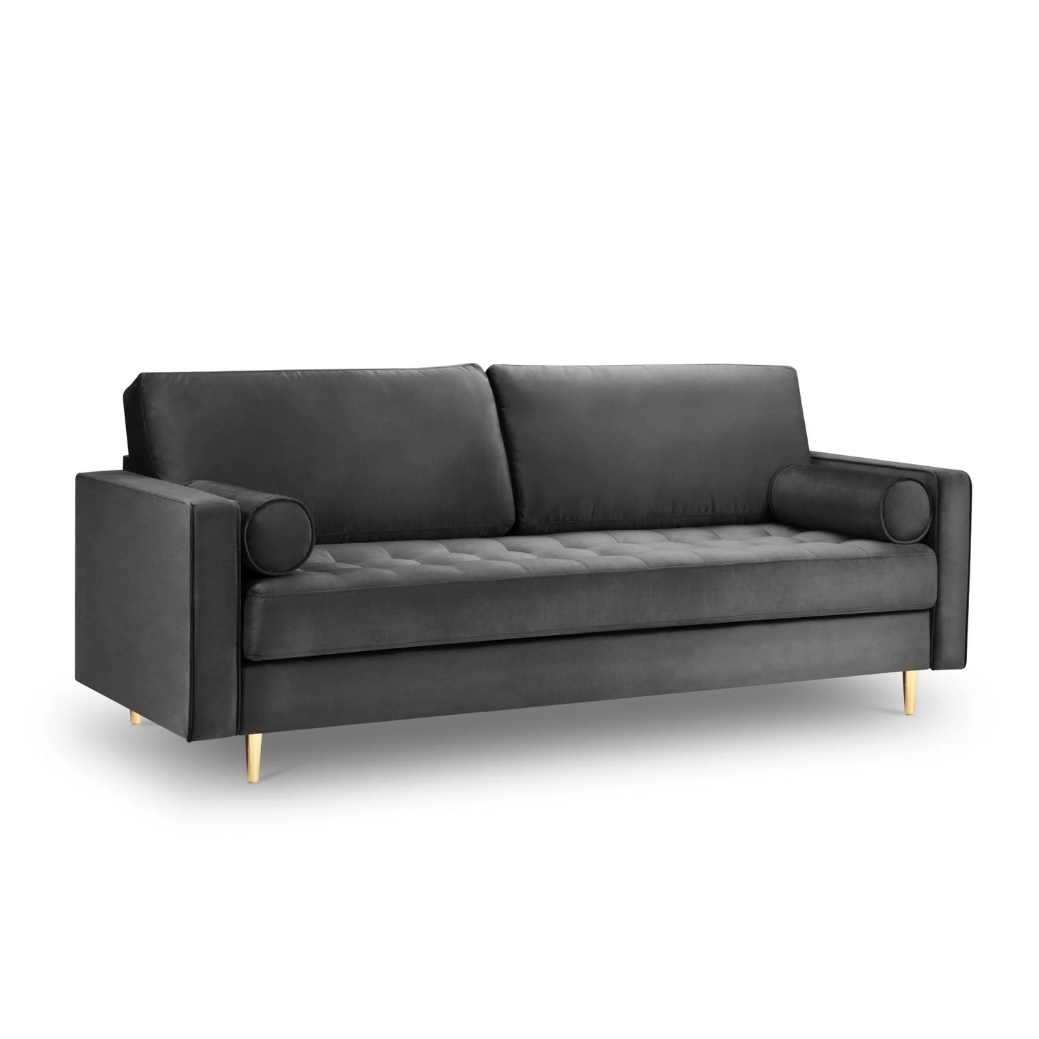 Aspen 3-Sitzer Sofa aus Samt in Dunkelgrau (Salvador 18), 219x90x90 cm von Cosmopolitan Design – Bild 1