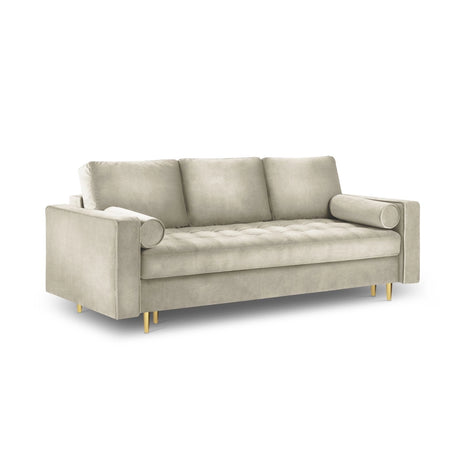 Aspen 3-Sitzer Sofa mit Schlaffunktion und Stauraum, aus Samt in Dunkelbeige (Salvador 2), 225x100x96 cm von Cosmopolitan Design – Bild 1