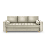 Aspen 3-Sitzer Sofa mit Schlaffunktion und Stauraum, aus Samt in Dunkelbeige (Salvador 2), 225x100x96 cm von Cosmopolitan Design – Bild 3