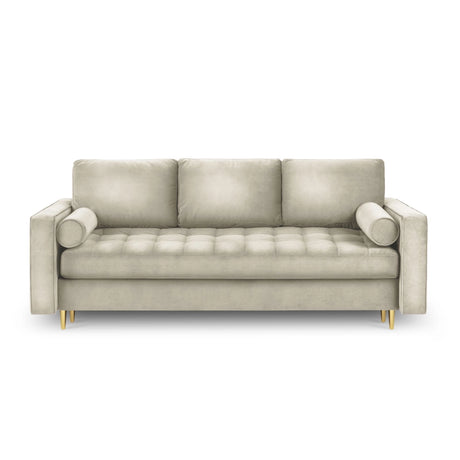 Aspen 3-Sitzer Sofa mit Schlaffunktion und Stauraum, aus Samt in Dunkelbeige (Salvador 2), 225x100x96 cm von Cosmopolitan Design – Bild 3