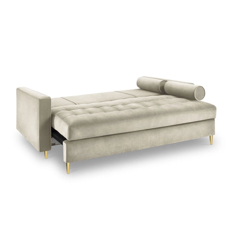 Aspen 3-Sitzer Sofa mit Schlaffunktion und Stauraum, aus Samt in Dunkelbeige (Salvador 2), 225x100x96 cm von Cosmopolitan Design – Bild 5