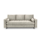 Aspen 3-Sitzer Sofa mit Schlaffunktion und Stauraum, aus Samt in Dunkelbeige (Salvador 2), 225x100x96 cm von Cosmopolitan Design – Bild 3