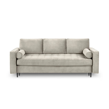 Aspen 3-Sitzer Sofa mit Schlaffunktion und Stauraum, aus Samt in Dunkelbeige (Salvador 2), 225x100x96 cm von Cosmopolitan Design – Bild 3