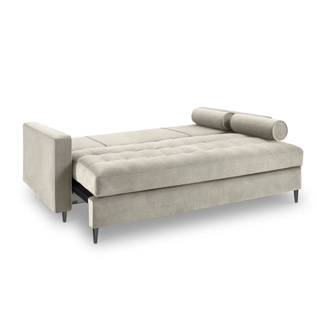 Aspen 3-Sitzer Sofa mit Schlaffunktion und Stauraum, aus Samt in Dunkelbeige (Salvador 2), 225x100x96 cm von Cosmopolitan Design – Bild 5
