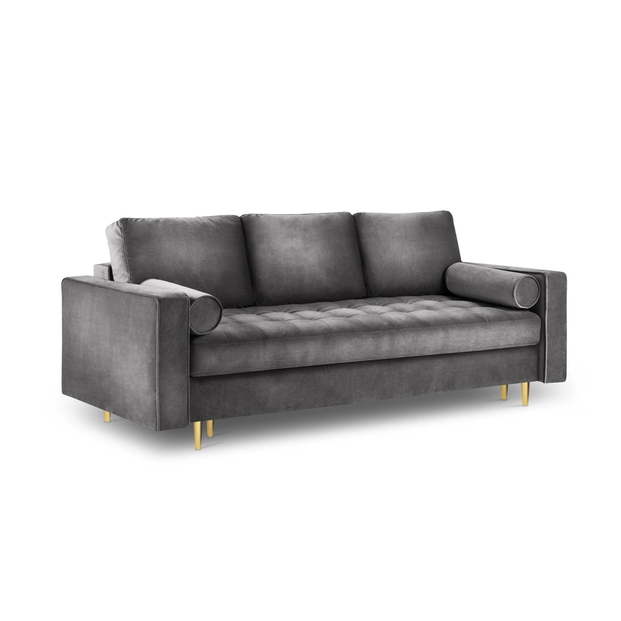 Aspen 3-Sitzer Sofa mit Schlaffunktion und Stauraum, aus Samt in Dunkelgrau (Salvador 18), 225x100x96 cm von Cosmopolitan Design – Bild 1