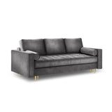 Aspen 3-Sitzer Sofa mit Schlaffunktion und Stauraum, aus Samt in Dunkelgrau (Salvador 18), 225x100x96 cm von Cosmopolitan Design – Bild 1
