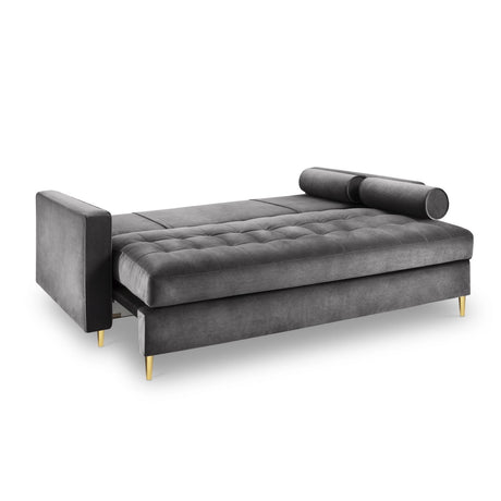 Aspen 3-Sitzer Sofa mit Schlaffunktion und Stauraum, aus Samt in Dunkelgrau (Salvador 18), 225x100x96 cm von Cosmopolitan Design – Bild 5