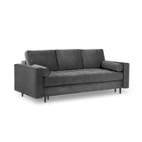 Aspen 3-Sitzer Sofa mit Schlaffunktion und Stauraum, aus Samt in Dunkelgrau (Salvador 18), 225x100x96 cm von Cosmopolitan Design – Bild 1