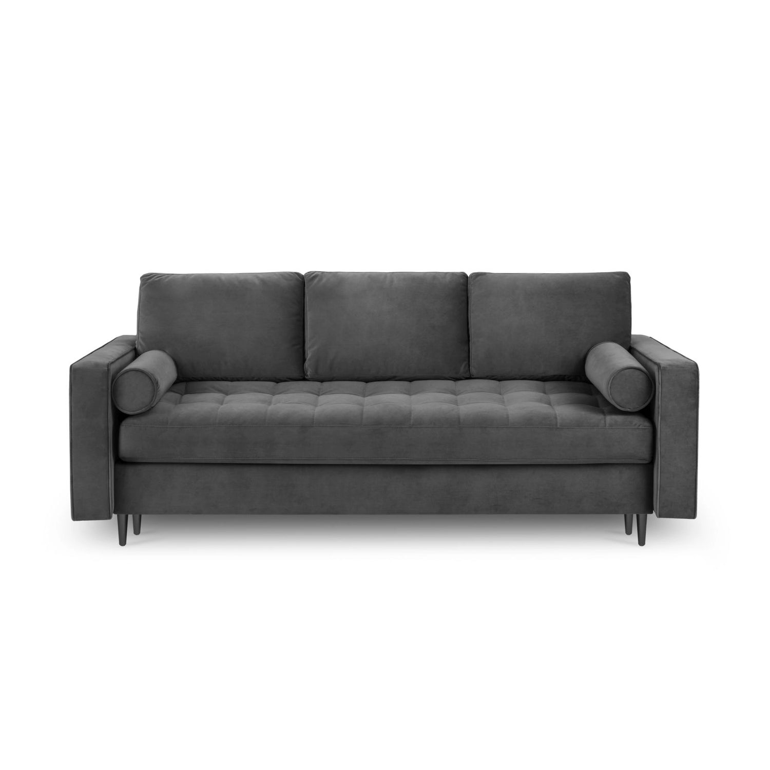 Aspen 3-Sitzer Sofa mit Schlaffunktion und Stauraum, aus Samt in Dunkelgrau (Salvador 18), 225x100x96 cm von Cosmopolitan Design – Bild 3