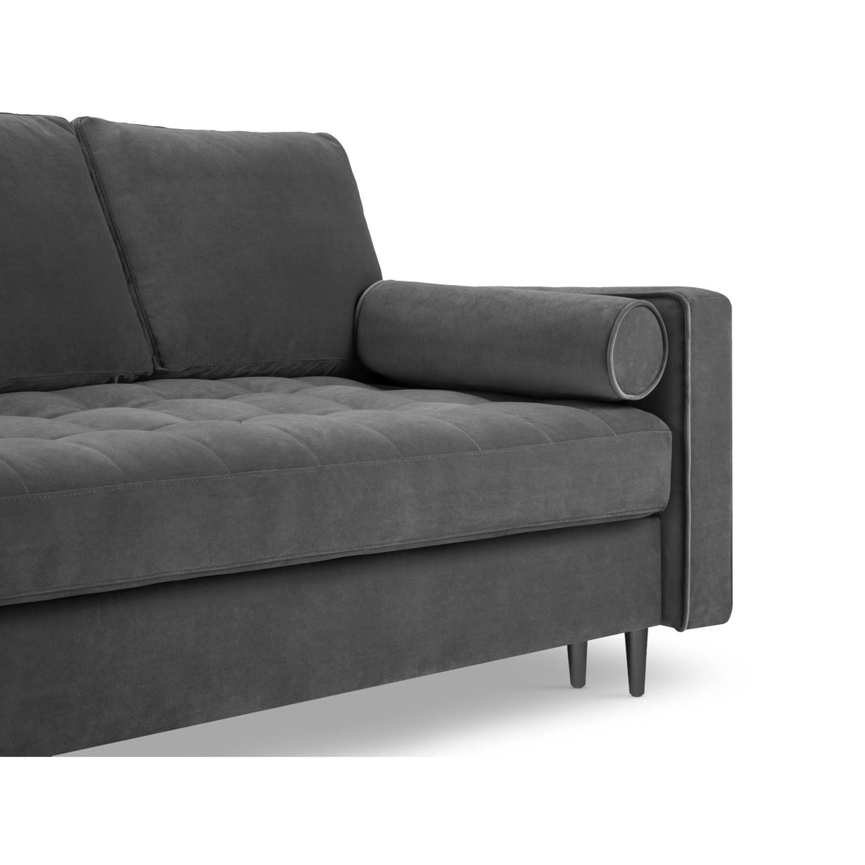 Aspen 3-Sitzer Sofa mit Schlaffunktion und Stauraum, aus Samt in Dunkelgrau (Salvador 18), 225x100x96 cm von Cosmopolitan Design – Bild 6