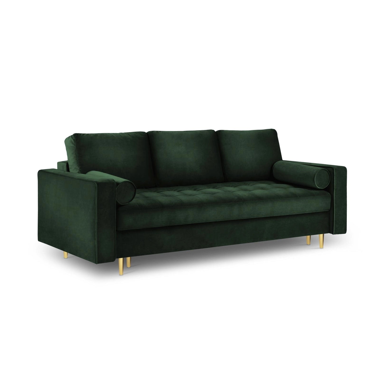 Aspen 3-Sitzer Sofa mit Schlaffunktion und Stauraum, aus Samt in Flaschengrün (Salvador 07), 225x100x96 cm von Cosmopolitan Design – Bild 1