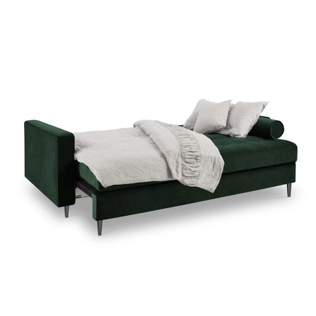 Aspen 3-Sitzer Sofa mit Schlaffunktion und Stauraum, aus Samt in Flaschengrün (Salvador 07), 225x100x96 cm von Cosmopolitan Design – Bild 2