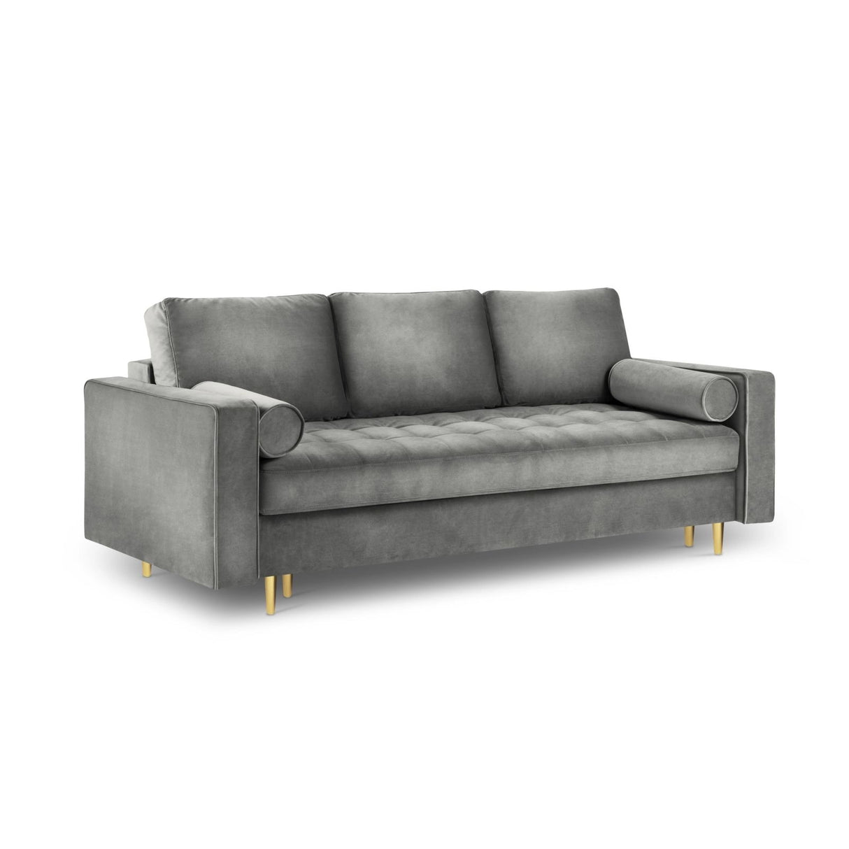 Aspen 3-Sitzer Sofa mit Schlaffunktion und Stauraum, aus Samt in Grau (Salvador 17), 225x100x96 cm von Cosmopolitan Design – Bild 1
