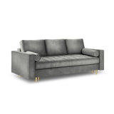 Aspen 3-Sitzer Sofa mit Schlaffunktion und Stauraum, aus Samt in Grau (Salvador 17), 225x100x96 cm von Cosmopolitan Design – Bild 1