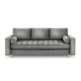 Aspen 3-Sitzer Sofa mit Schlaffunktion und Stauraum, aus Samt in Grau (Salvador 17), 225x100x96 cm von Cosmopolitan Design – Bild 3