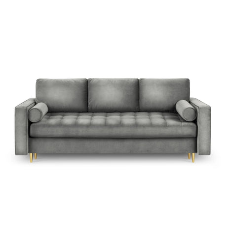 Aspen 3-Sitzer Sofa mit Schlaffunktion und Stauraum, aus Samt in Grau (Salvador 17), 225x100x96 cm von Cosmopolitan Design – Bild 3