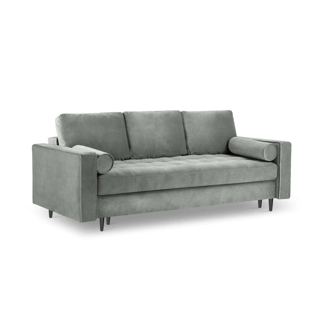 Aspen 3-Sitzer Sofa mit Schlaffunktion und Stauraum, aus Samt in Grau (Salvador 17), 225x100x96 cm von Cosmopolitan Design – Bild 1