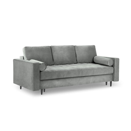 Aspen 3-Sitzer Sofa mit Schlaffunktion und Stauraum, aus Samt in Grau (Salvador 17), 225x100x96 cm von Cosmopolitan Design – Bild 1