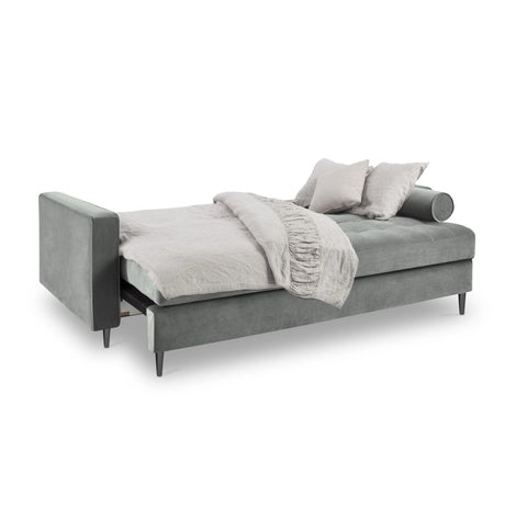 Aspen 3-Sitzer Sofa mit Schlaffunktion und Stauraum, aus Samt in Grau (Salvador 17), 225x100x96 cm von Cosmopolitan Design – Bild 2