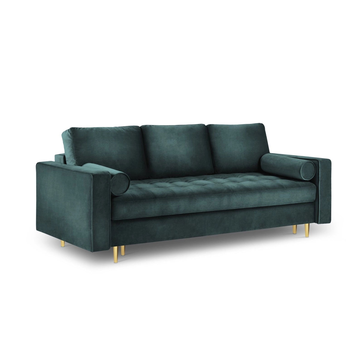 Aspen 3-Sitzer Sofa mit Schlaffunktion und Stauraum, aus Samt in Petrol (Salvador 06), 225x100x96 cm von Cosmopolitan Design – Bild 1