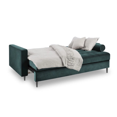 Aspen 3-Sitzer Sofa mit Schlaffunktion und Stauraum, aus Samt in Petrol (Salvador 06), 225x100x96 cm von Cosmopolitan Design – Bild 2