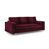 Aspen 3-Sitzer Sofa mit Schlaffunktion und Stauraum, aus Samt in Rot (Salvador 13), 225x100x96 cm von Cosmopolitan Design – Bild 1