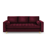 Aspen 3-Sitzer Sofa mit Schlaffunktion und Stauraum, aus Samt in Rot (Salvador 13), 225x100x96 cm von Cosmopolitan Design – Bild 3