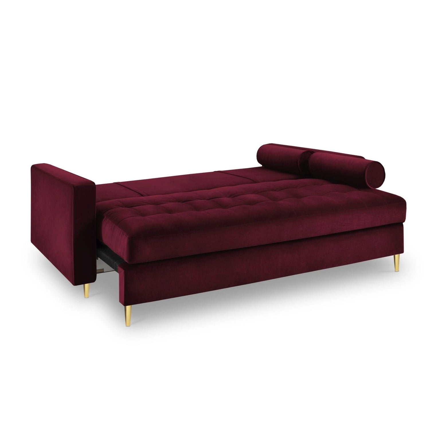 Aspen 3-Sitzer Sofa mit Schlaffunktion und Stauraum, aus Samt in Rot (Salvador 13), 225x100x96 cm von Cosmopolitan Design – Bild 5