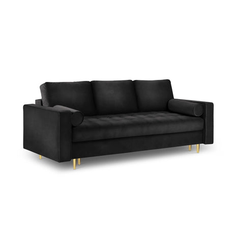 Aspen 3-Sitzer Sofa mit Schlaffunktion und Stauraum, aus Samt in Schwarz (Salvador 19), 225x100x96 cm von Cosmopolitan Design – Bild 1