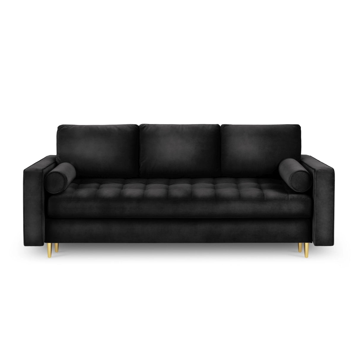 Aspen 3-Sitzer Sofa mit Schlaffunktion und Stauraum, aus Samt in Schwarz (Salvador 19), 225x100x96 cm von Cosmopolitan Design – Bild 3