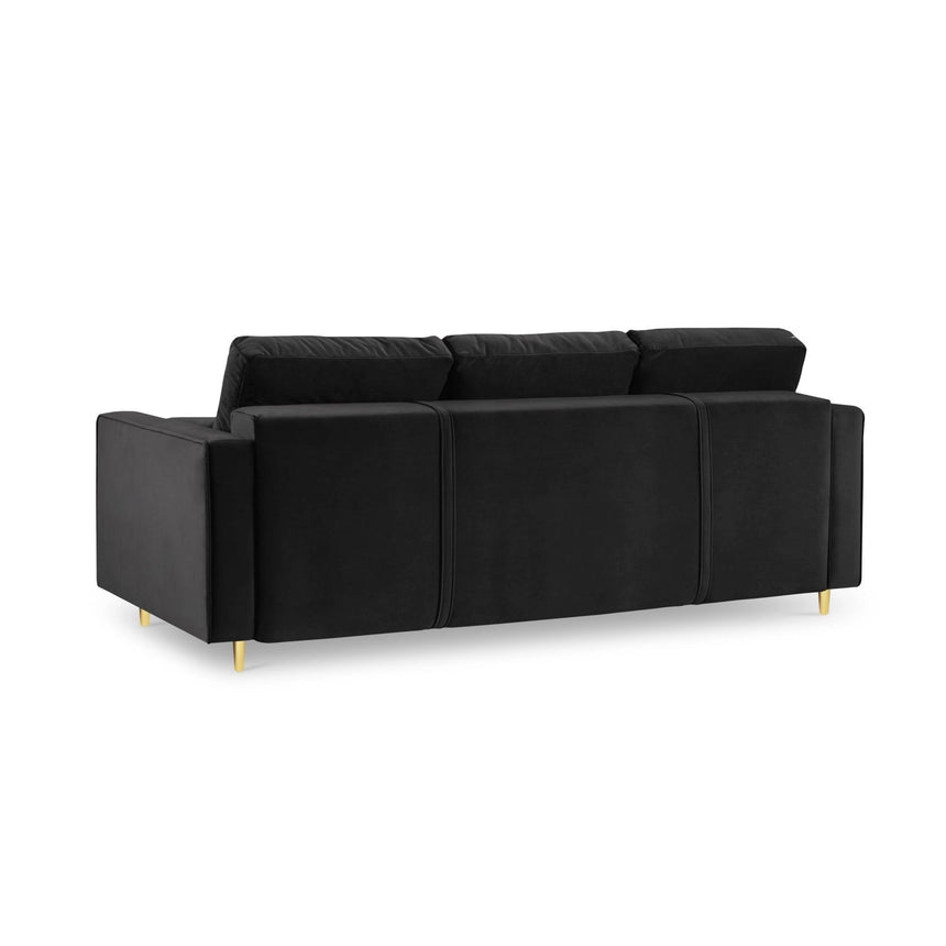 Aspen 3-Sitzer Sofa mit Schlaffunktion und Stauraum, aus Samt in Schwarz (Salvador 19), 225x100x96 cm von Cosmopolitan Design – Bild 4