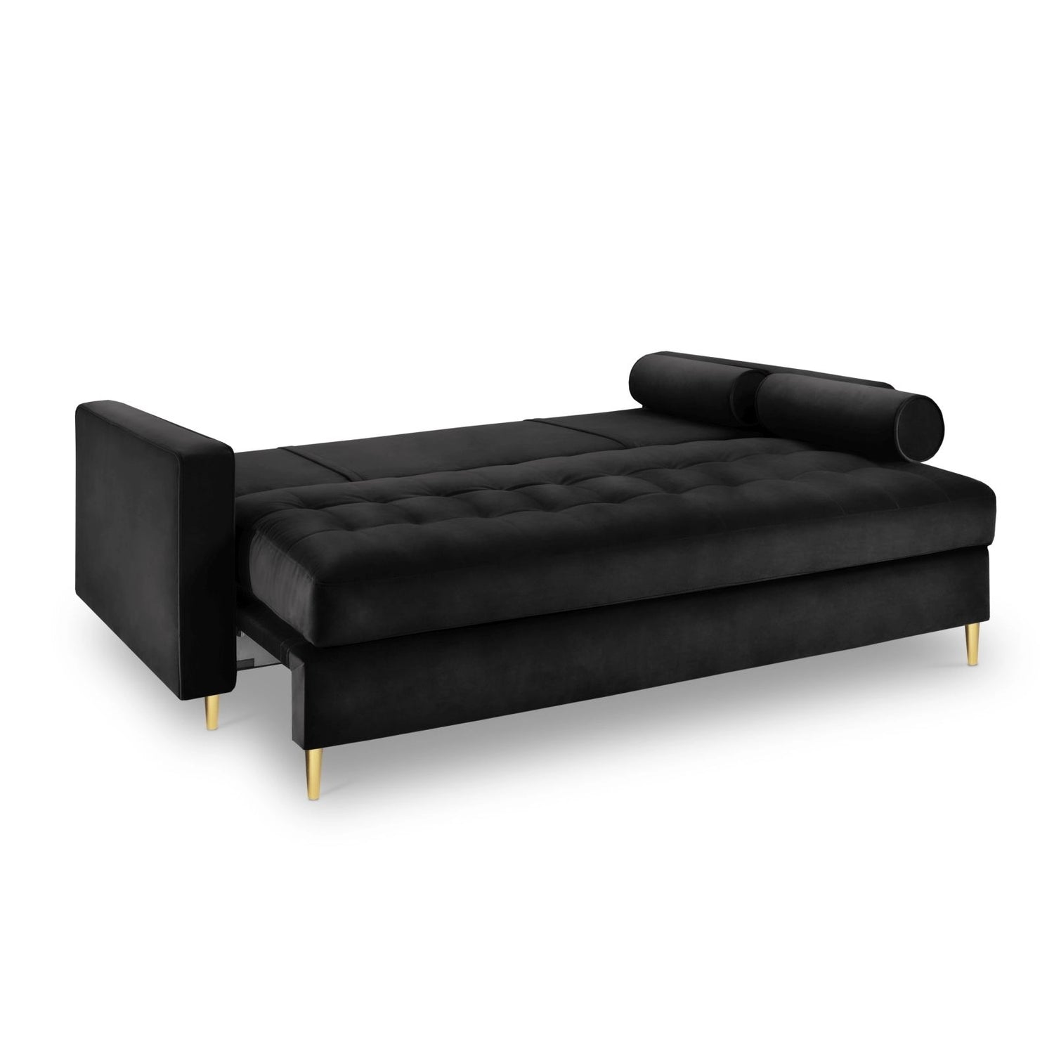 Aspen 3-Sitzer Sofa mit Schlaffunktion und Stauraum, aus Samt in Schwarz (Salvador 19), 225x100x96 cm von Cosmopolitan Design – Bild 5