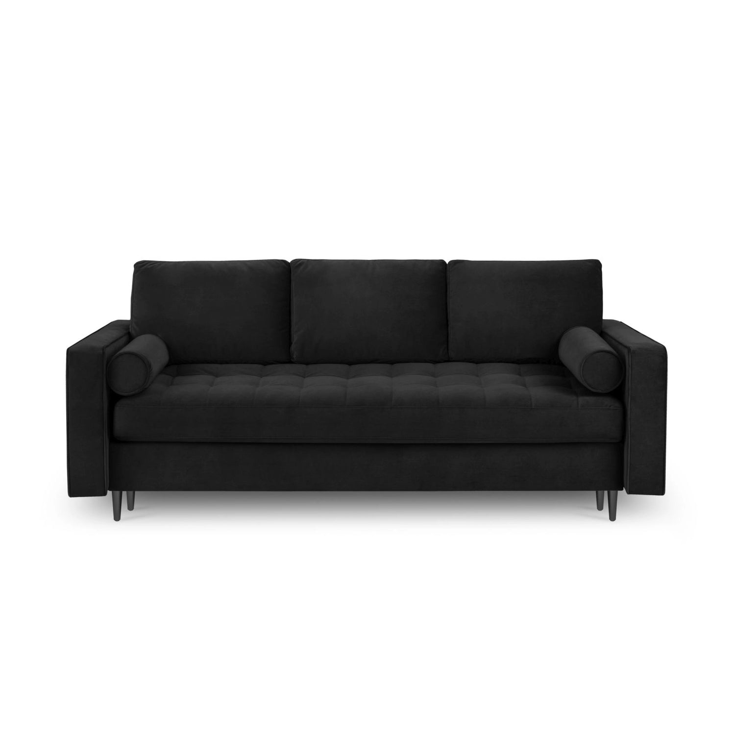 Aspen 3-Sitzer Sofa mit Schlaffunktion und Stauraum, aus Samt in Schwarz (Salvador 19), 225x100x96 cm von Cosmopolitan Design – Bild 3