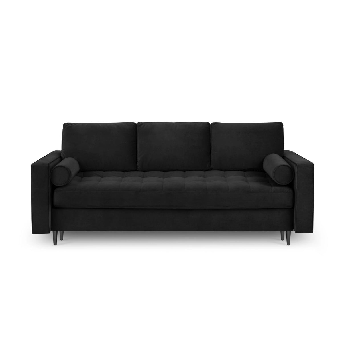 Aspen 3-Sitzer Sofa mit Schlaffunktion und Stauraum, aus Samt in Schwarz (Salvador 19), 225x100x96 cm von Cosmopolitan Design – Bild 3