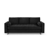 Aspen 3-Sitzer Sofa mit Schlaffunktion und Stauraum, aus Samt in Schwarz (Salvador 19), 225x100x96 cm von Cosmopolitan Design – Bild 3