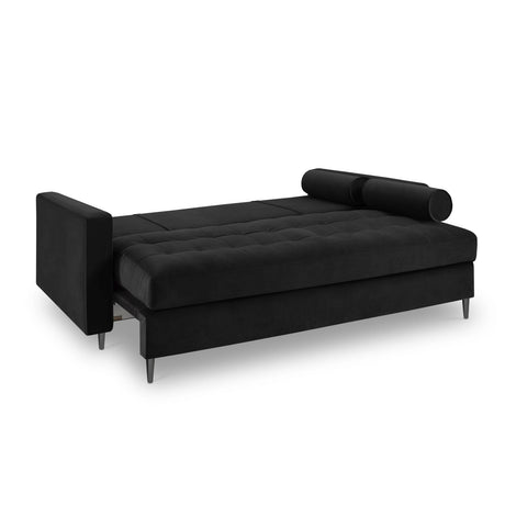 Aspen 3-Sitzer Sofa mit Schlaffunktion und Stauraum, aus Samt in Schwarz (Salvador 19), 225x100x96 cm von Cosmopolitan Design – Bild 5