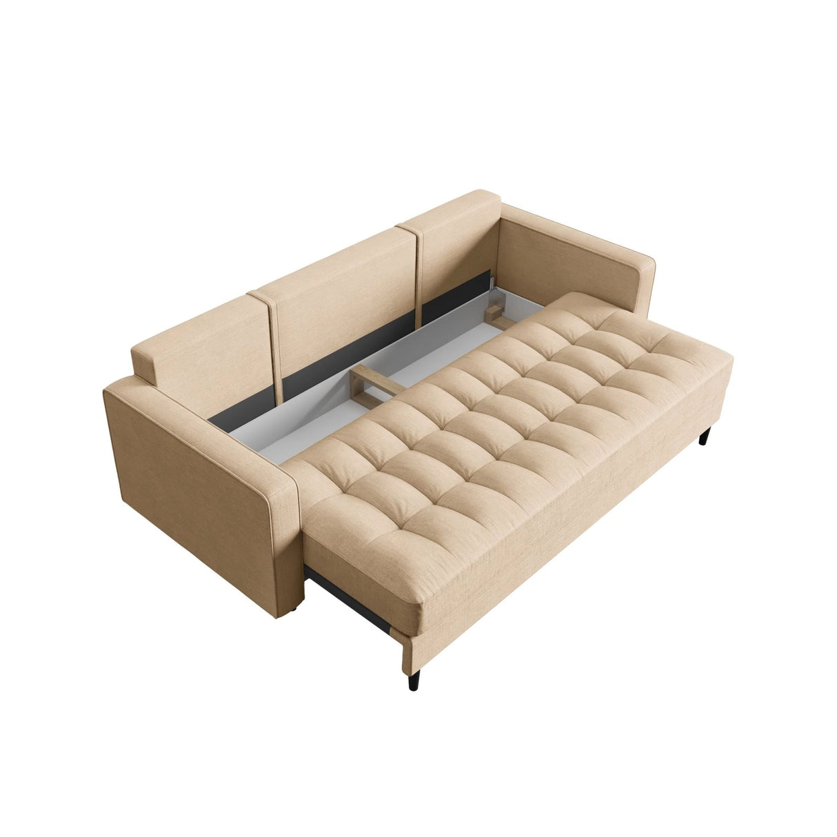 Aspen 3-Sitzer Sofa mit Schlaffunktion und Stauraum, aus Strukturierter Stoff in Beige (Melva 06), 225x100x96 cm von Cosmopolitan Design – Bild 5
