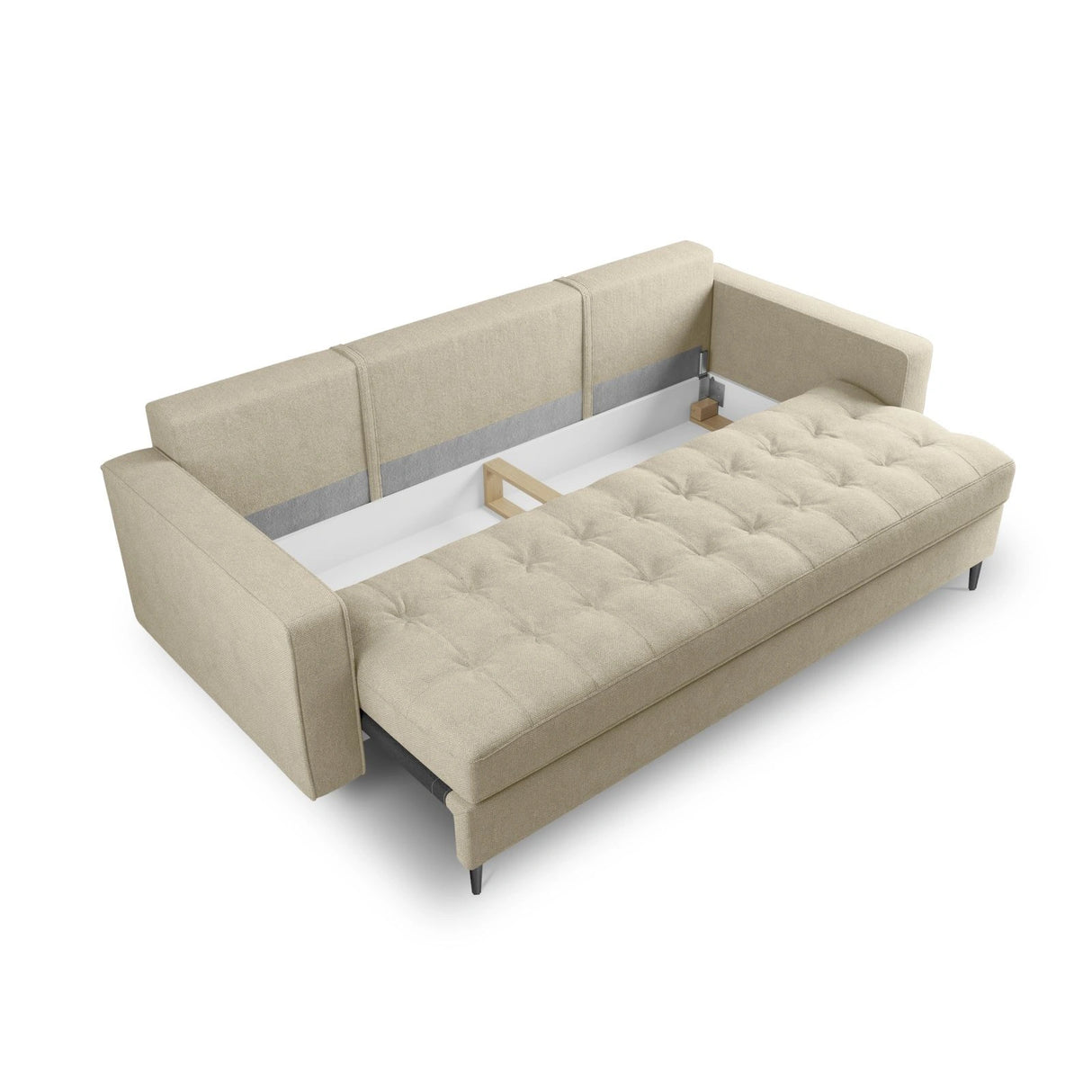 Aspen 3-Sitzer Sofa mit Schlaffunktion und Stauraum, aus Strukturierter Stoff in Beige (Positano 08), 225x100x96 cm von Cosmopolitan Design – Bild 6
