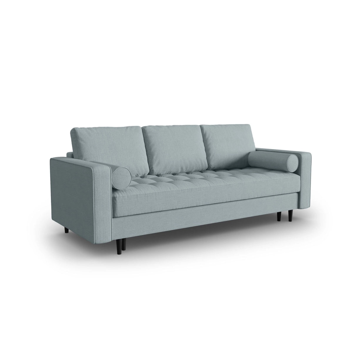 Aspen 3-Sitzer Sofa mit Schlaffunktion und Stauraum, aus Strukturierter Stoff in Blau (Melva 72), 225x100x96 cm von Cosmopolitan Design – Bild 2